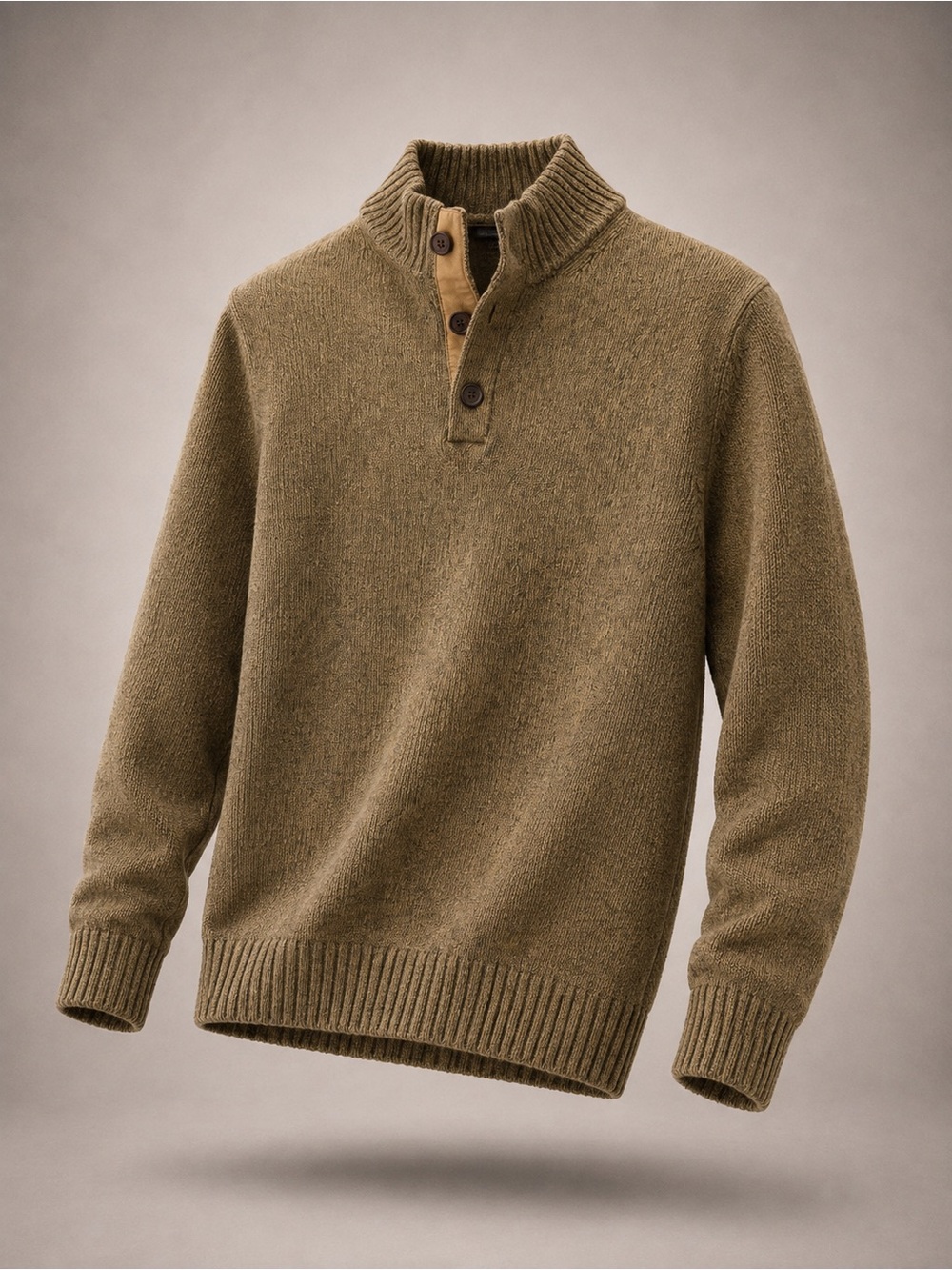 Izod Olive Zip-Button Mock Neck Sweater